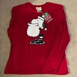 munki munki Red Long Sleeve Tee with Santa Graphic